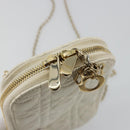 Christian Dior Heart Cannage Chain Shoulder Phone Leather White Auth 184688A-10