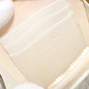 Christian Dior Heart Cannage Chain Shoulder Phone Leather White Auth 184688A-21