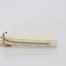 Christian Dior Heart Cannage Chain Shoulder Phone Leather White Auth 184688A-4