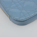 Christian Dior Cannage Phone Case Bag Patent leather Light Blue Auth 184689A-17