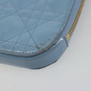 Christian Dior Cannage Phone Case Bag Patent leather Light Blue Auth 184689A-9