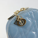 Christian Dior Cannage Phone Case Bag Patent leather Light Blue Auth 184689A-19