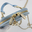 Christian Dior Cannage Phone Case Bag Patent leather Light Blue Auth 184689A-10
