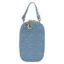 Christian Dior Cannage Phone Case Bag Patent leather Light Blue Auth 184689A-13