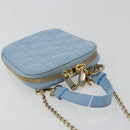 Christian Dior Cannage Phone Case Bag Patent leather Light Blue Auth 184689A-6