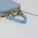 Christian Dior Cannage Phone Case Bag Patent leather Light Blue Auth 184689A-7