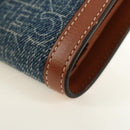 CELINE Triomphe Wallet Denim Blue Gold Auth 184693M-11