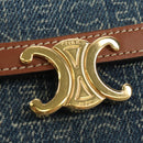 CELINE Triomphe Wallet Denim Blue Gold Auth 184693M-12