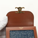 CELINE Triomphe Wallet Denim Blue Gold Auth 184693M-13