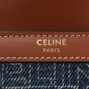 CELINE Triomphe Wallet Denim Blue Gold Auth 184693M-14