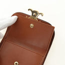 CELINE Triomphe Wallet Denim Blue Gold Auth 184693M-19