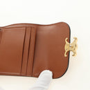 CELINE Triomphe Wallet Denim Blue Gold Auth 184693M-25