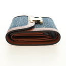 CELINE Triomphe Wallet Denim Blue Gold Auth 184693M-4