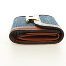 CELINE Triomphe Wallet Denim Blue Gold Auth 184693M-5