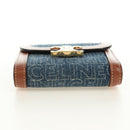 CELINE Triomphe Wallet Denim Blue Gold Auth 184693M-7
