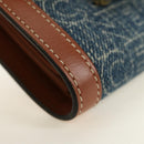 CELINE Triomphe Wallet Denim Blue Gold Auth 184693M-8
