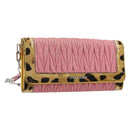 Miu Miu Matelasse Chain Shoulder Bag Leather Pink Silver Auth 184694-1