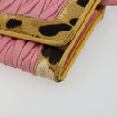 Miu Miu Matelasse Chain Shoulder Bag Leather Pink Silver Auth 184694-10