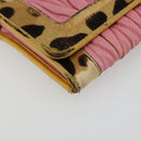 Miu Miu Matelasse Chain Shoulder Bag Leather Pink Silver Auth 184694-11