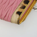 Miu Miu Matelasse Chain Shoulder Bag Leather Pink Silver Auth 184694-12