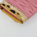 Miu Miu Matelasse Chain Shoulder Bag Leather Pink Silver Auth 184694-13