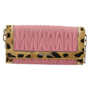 Miu Miu Matelasse Chain Shoulder Bag Leather Pink Silver Auth 184694-2