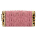 Miu Miu Matelasse Chain Shoulder Bag Leather Pink Silver Auth 184694-3