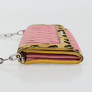 Miu Miu Matelasse Chain Shoulder Bag Leather Pink Silver Auth 184694-5