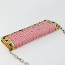 Miu Miu Matelasse Chain Shoulder Bag Leather Pink Silver Auth 184694-6