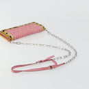Miu Miu Matelasse Chain Shoulder Bag Leather Pink Silver Auth 184694-7