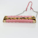 Miu Miu Matelasse Chain Shoulder Bag Leather Pink Silver Auth 184694-9