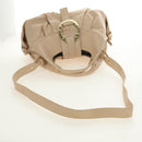 BVLGARI Chandra Hand Bag Leather 2way Beige Gold Auth 184697A-10