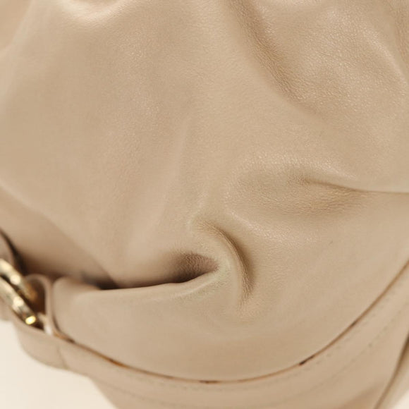 BVLGARI Chandra Hand Bag Leather 2way Beige Gold Auth 184697A