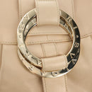 BVLGARI Chandra Hand Bag Leather 2way Beige Gold Auth 184697A-21