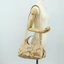 BVLGARI Chandra Hand Bag Leather 2way Beige Gold Auth 184697A-28