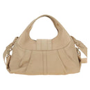 BVLGARI Chandra Hand Bag Leather 2way Beige Gold Auth 184697A-2