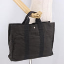 HERMES Her Line MM Hand Bag Canvas Gray Silver Auth 184699-22