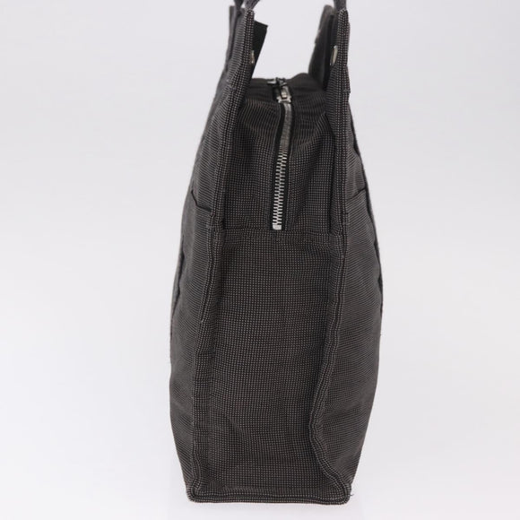 HERMES Her Line MM Hand Bag Canvas Gray Silver Auth 184699