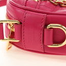 CELINE Shoulder Bag Leather Pink Gold Auth 184700V-16