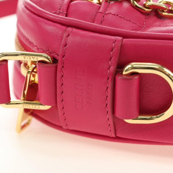 CELINE Shoulder Bag Leather Pink Gold Auth 184700V