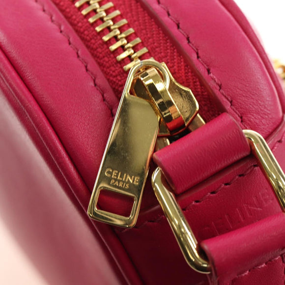 CELINE Shoulder Bag Leather Pink Gold Auth 184700V