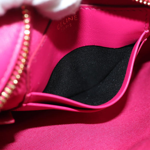 CELINE Shoulder Bag Leather Pink Gold Auth 184700V