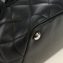 CHANEL Cambon Line Tote Bag Leather Black Silver CC Auth 184706SAV-15
