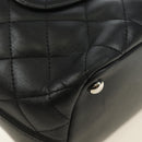 CHANEL Cambon Line Tote Bag Leather Black Silver CC Auth 184706SAV-17