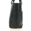 CHANEL Cambon Line Tote Bag Leather Black Silver CC Auth 184706SAV-3