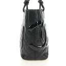 CHANEL Cambon Line Tote Bag Leather Black Silver CC Auth 184706SAV-4