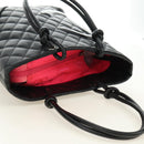 CHANEL Cambon Line Tote Bag Leather Black Silver CC Auth 184706SAV-6