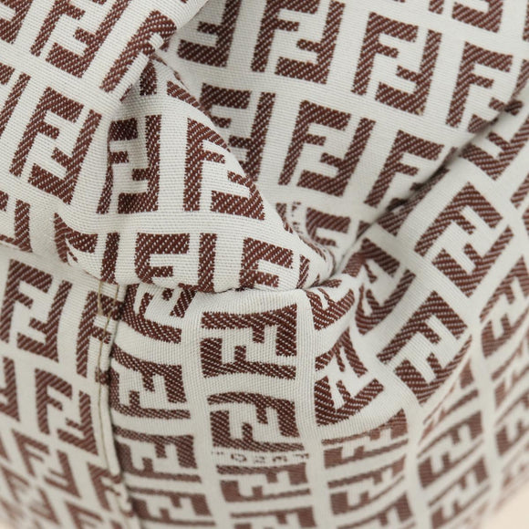 FENDI Zucchino Canvas Tote Bag White Gold Auth 184707V