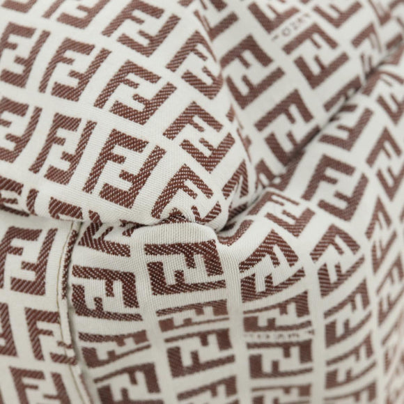 FENDI Zucchino Canvas Tote Bag White Gold Auth 184707V