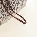 FENDI Zucchino Canvas Tote Bag White Gold Auth 184707V-17